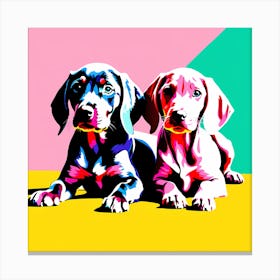Weimaraner Pups, This Contemporary art brings POP Art and Flat Vector Art Together, Colorful Art, Animal Art, Home Decor, Kids Room Decor, Puppy Bank - 109th Canvas Print