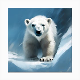 Strolling along in the Snow, a Young Polar Bear Cub Canvas Print