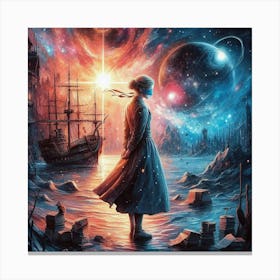 Girl In Space Canvas Print