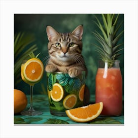 Cat In A Glass Canvas Print