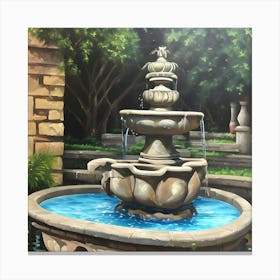 Fountain In The Garden Canvas Print