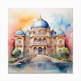 Watercolor Of A Palace Canvas Print