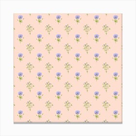 Meadow Flowers On Blush Pink Pattern Canvas Print