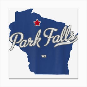 Park Falls Wisconsin Wi Map Canvas Print