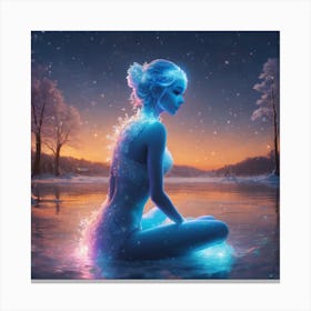Frozen Woman Sitting In Water Canvas Print