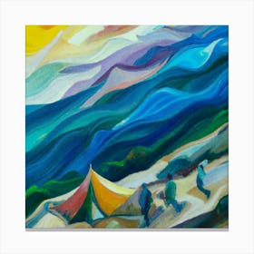 People camping in the middle of the mountains oil painting abstract painting art 10 Canvas Print