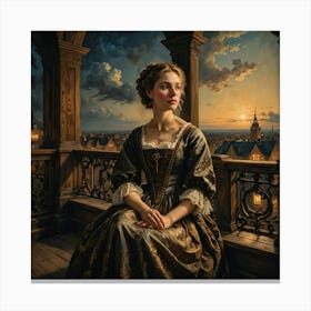 Lady On A Balcony Canvas Print