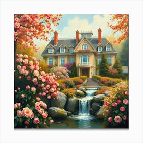 House By A Stream Canvas Print