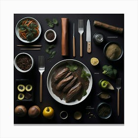 Barbecue Props Knolling Layout (56) Canvas Print