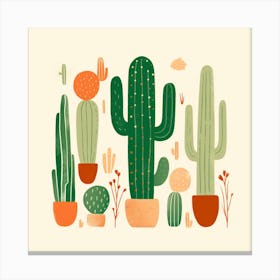 Rizwanakhan Simple Abstract Cactus Non Uniform Shapes Petrol 73 Canvas Print