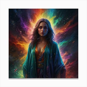 Girl In A Colorful Robe Canvas Print