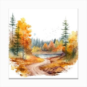 Watercolor Autumn Forest 5 Canvas Print