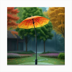 3d Animation Style An Umbrella Falling To The Ground Rain Fall 0 (1) Canvas Print