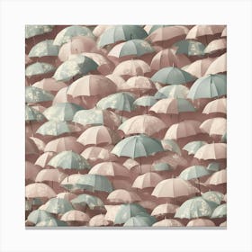 Soft Pink and Pale Green Many Umbrellas Canvas Print