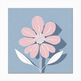 A White And Pink Flower In Minimalist Style Square Composition 398 Canvas Print