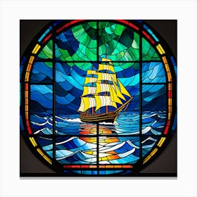 Sailing Ship Stained Glass Window Canvas Print