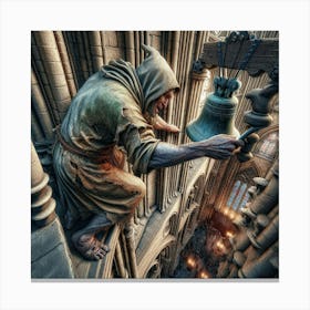 Climbing A Church To Ring The Bells Canvas Print