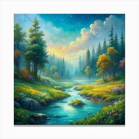 River In The Forest Canvas Print