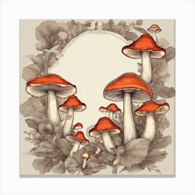 Mushrooms In A Frame 3 Canvas Print