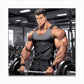 Muscular Man In A Gym Canvas Print