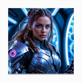 Sci Fi Girl Holding A Gun Canvas Print