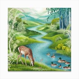 Deer In The Forest 3 Canvas Print