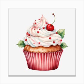 Cupcake With Cherry Canvas Print