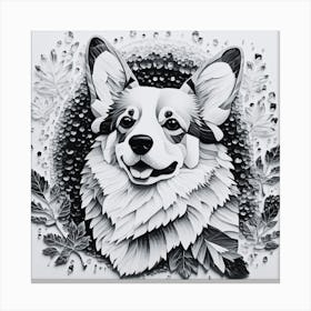 Black and white Corgi Canvas Print