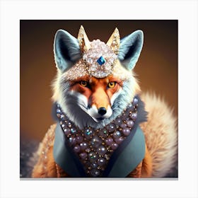 Fox With Pearls Canvas Print