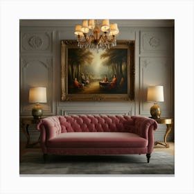 Pink Velvet Sofa Canvas Print