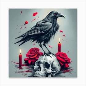 Raven And Roses 1 Canvas Print