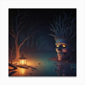 Skeleton In The Woods Canvas Print