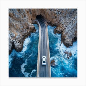 Aerial View Of A Road In The Mountains Canvas Print