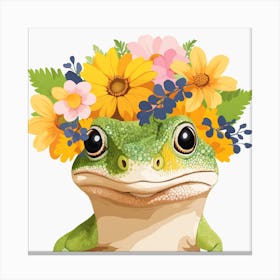 Floral Baby Lizard Nursery Illustration (11) Canvas Print