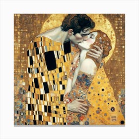 gustav klimt the kiss portrait Canvas Print