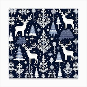 Christmas Deer, A Cozy Winter Pattern Inspired By Nordic Designs Incorporate Traditional Elements Canvas Print