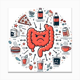 Health Gut Health Intestines Colon Body Liver Human Lung Junk Food Pizza Canvas Print