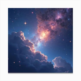 Mystic Starfield In Watercolor With Cosmic Charm 1 Canvas Print