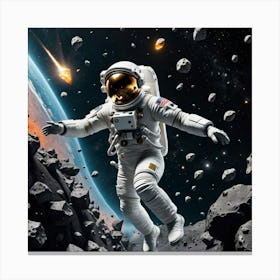 A Voyage Through Space: The Astronaut and the Asteroids Canvas Print