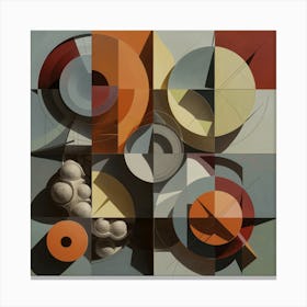 Neo Cubist Harmony Orange & Grey Abstraction (1) Canvas Print