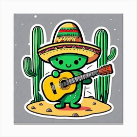 Cactus Playing Guitar 8 Canvas Print