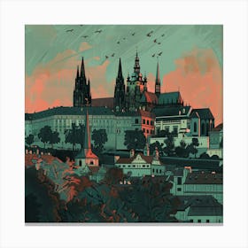 A Prague Castle In Prague Lofi Illustration 1720028299 4 Canvas Print