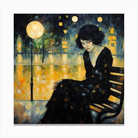 Woman Sitting On A Bench 1 Canvas Print