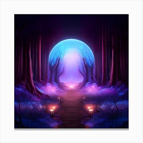 Dark Forest With A Glowing Moon Canvas Print