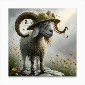 Goat In A Hat Canvas Print