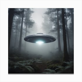 Alien Spacecraft In The Forest Canvas Print