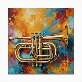 Trumpet On A Colorful Background Canvas Print