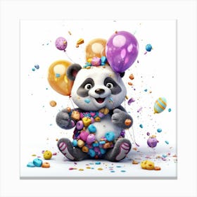 Panda Bear With Balloons 1 Canvas Print