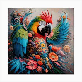 A Captivating And Vivid Painting Of A Majestic Parrot Canvas Print