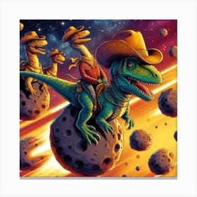 Dinosaurs In Space Canvas Print